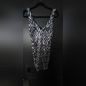 Sequin Chevron Pattern Dress
